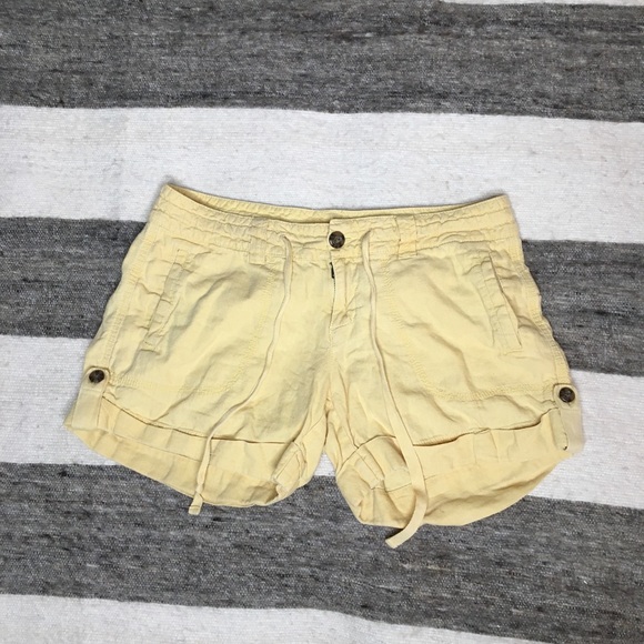 Yellow Linen Shorts Discount, 55% OFF 